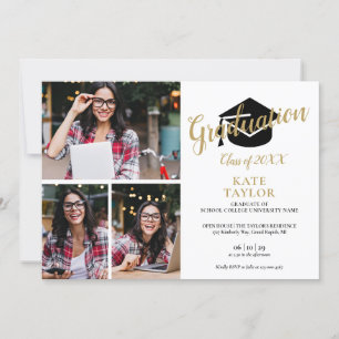 Invitation moderne de fête de fin d'études en coll