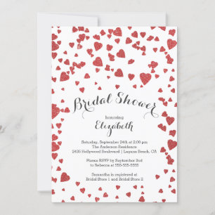 Invitation moderne de Fête de la mariée de coeurs