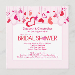 Invitation moderne de Fête de la mariée de coeurs