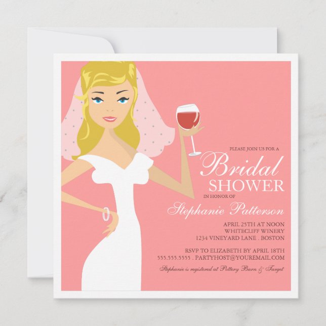 Invitation moderne de Fête de la mariée de thème (Devant)