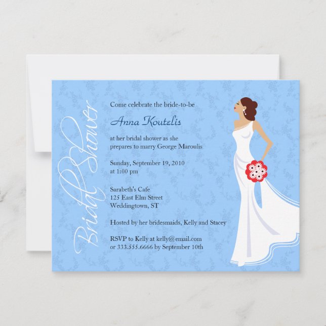 Invitation moderne de Fête de la mariée d'élégance (Devant)