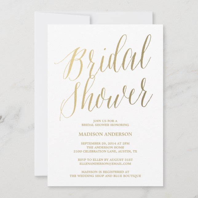 Invitation moderne de Fête de la mariée du (Devant)