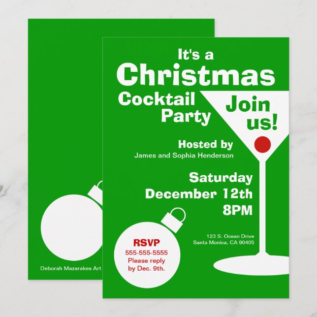 Invitation moderne de fête de Noël (Devant / Derrière)