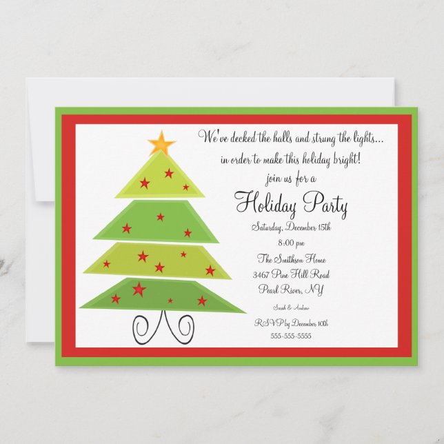 Invitation moderne de fête de Noël d'arbre de Noël (Devant)