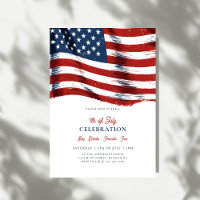 Invitation Moderne de Fête du 4 Juillet avec Drape