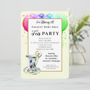 Invitation moderne de fête du thé sans dettes