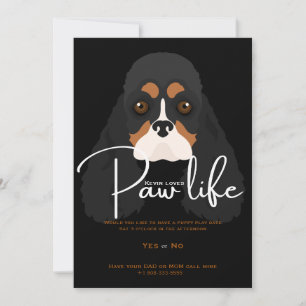 Invitation moderne de fête pour la vie de patte de