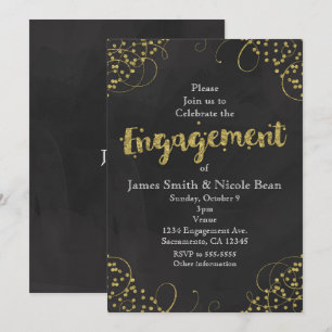 Invitation Moderne de Fiançailles avec Confettis D