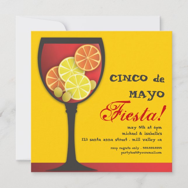 Invitation moderne de fiesta de sangria de Cinco (Devant)