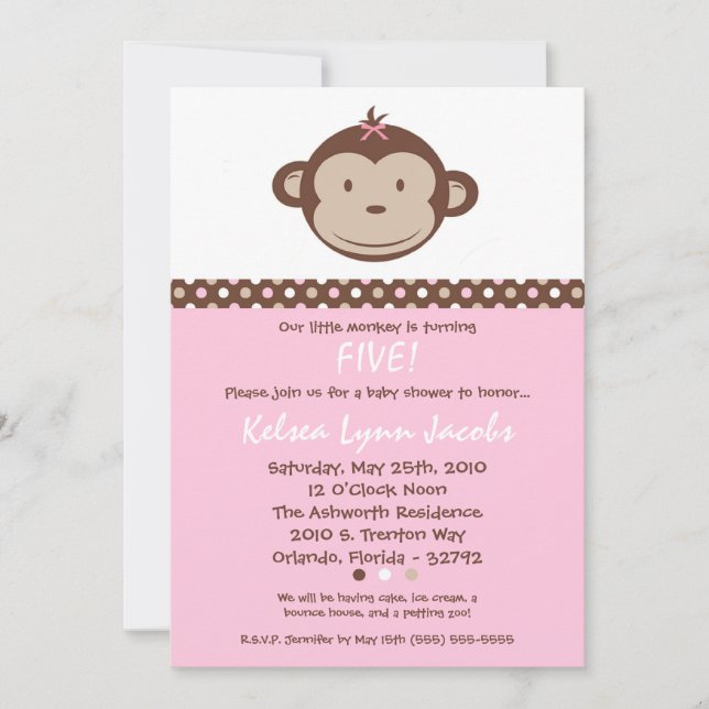 invitation moderne de pair d'anniversaire de singe (Devant)