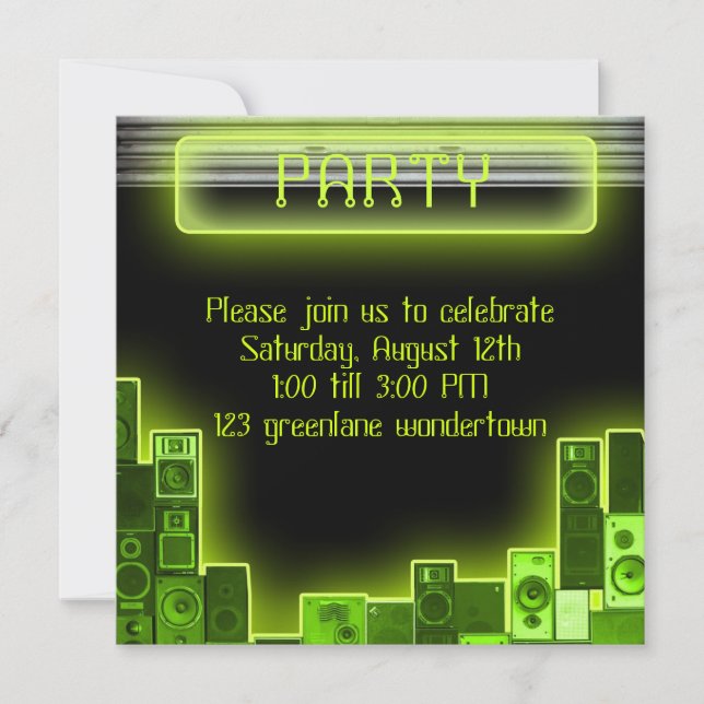 Invitation moderne de partie de musique (Devant)