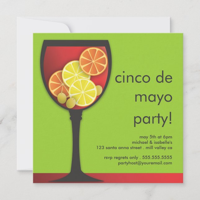 Invitation moderne de partie de sangria de Cinco (Devant)