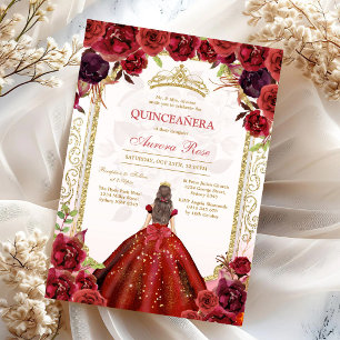 Invitation moderne de Quinceanera florale à la ros
