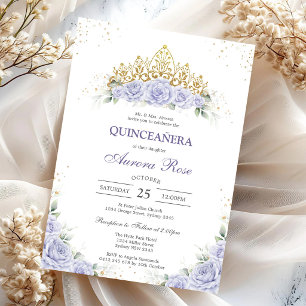 Invitation moderne de Quinceanera florale lilas