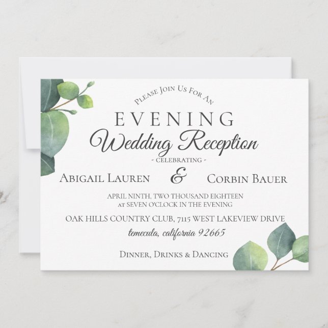 Invitation moderne de réception de mariage (Devant)