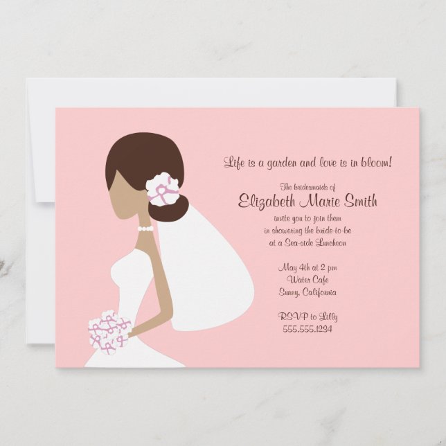 Invitation moderne de silhouette de jeune mariée (Devant)