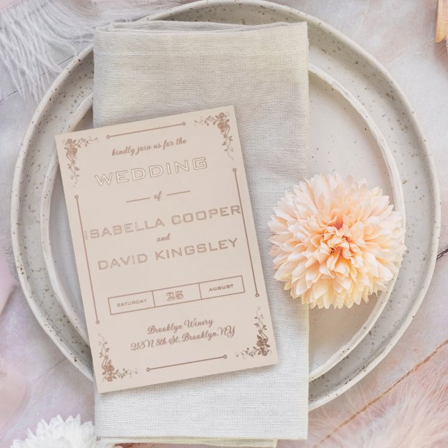 Invitation Moderne Deco Cream et Or I à Feuille (Créateur téléchargé)