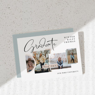 Invitation Moderne Design Graduation Quatre Photo Collage Gra