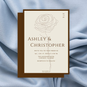 Invitation Moderne dessiné Floral Golden Brown Mariage