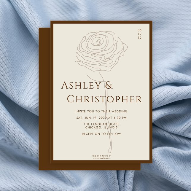 Invitation Moderne dessiné Floral Golden Brown Mariage (Créateur téléchargé)