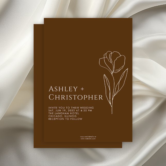 Invitation Moderne dessiné Floral Golden Brown Mariage (Créateur téléchargé)