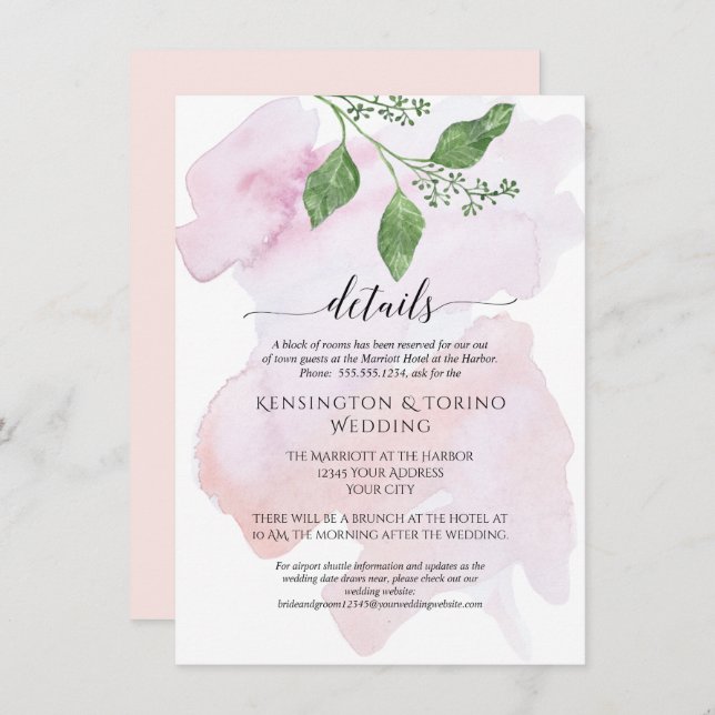 Invitation Moderne Détails simples Mariage de feuillage Eucal (Devant / Derrière)