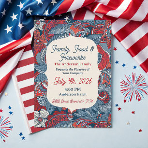 Invitation moderne du 4 juillet dans le style Amer