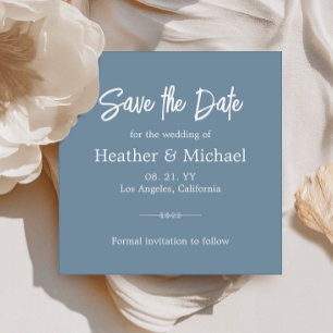 Invitation Moderne Dusty Blue Enregistrer la date QR Mariage