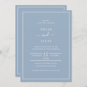 Invitation Moderne Dusty Blue Formal Minimal Mariage