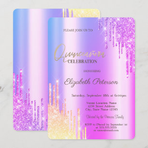 Invitation Moderne Éclats Dégradé Violet Gouttes