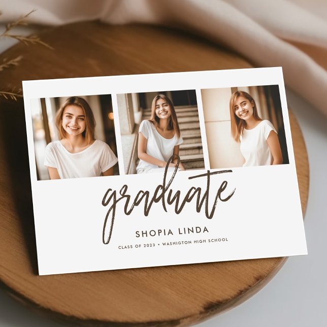 Invitation Moderne Elegant 4 Photo Collage Party de graduatio (Créateur téléchargé)