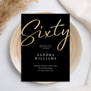 Invitation Moderne Elégant Black Gold 60e anniversaire