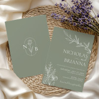 Moderne Elegant Boho Sage Vert Mariage minimaliste