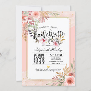 Invitation Moderne Élégant Chic Bachelorette Party Fleur rose