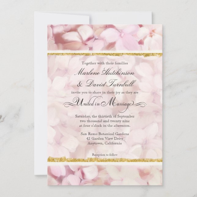 Invitation Moderne Elégant Floral Hydrangea Fleurs Mariage (Devant)