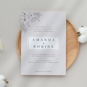 Invitation Moderne Elegant Flowers Mariage