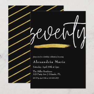 Invitation Moderne Elegant Gold Brushstroke 70e anniversaire