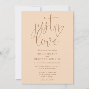 Invitation Moderne Élégant Juste Amour Script Soft Peach Mari