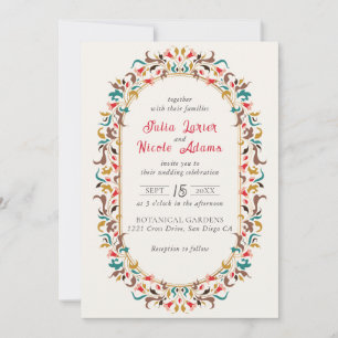 Invitation Moderne Élégant Mariage de couronne florale romant