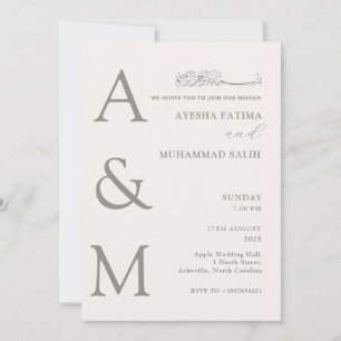 Invitation Moderne Elégant minimaliste Islamique Nikkah Maria