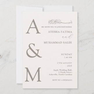 Invitation Moderne Elégant minimaliste Islamique Nikkah Maria