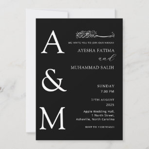 Invitation Moderne Elégant minimaliste Islamique Nikkah Maria