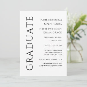 Invitation Moderne Elégant minimaliste Open house Graduation