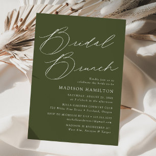 Invitation Moderne Elegant Olive Green Fête des mariées Brunc