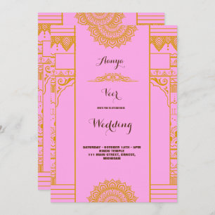 Invitation moderne Elegant or mandala Mariage rose