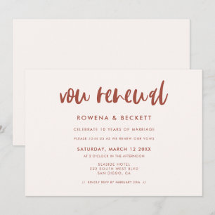Invitation Moderne élégant rose mariage Vow renouvellement