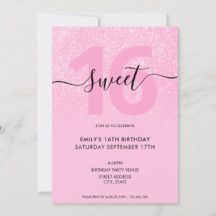 Invitation Moderne Elégant rose pâle Parties scintillant rose