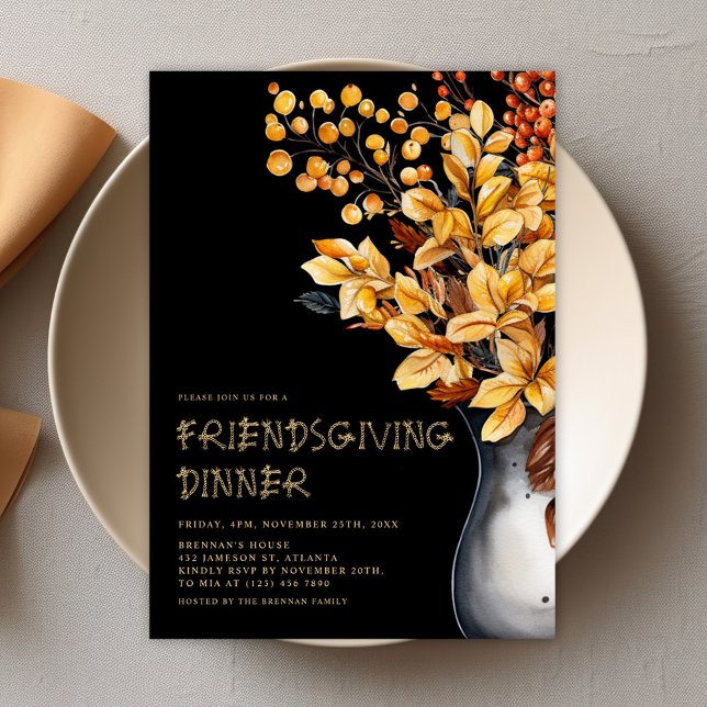 Invitation Moderne Élégant Thanksgiving Friendsgiving (Modern Elegant Thanksgiving Friendsgiving Invitation)