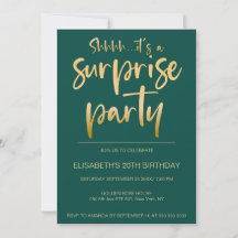 Moderne Elegant Vert Or Surprise fête d'anniversai