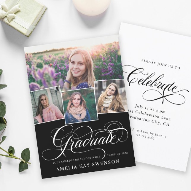 Invitation Moderne Élégante Calligraphie Graduation (Créateur téléchargé)